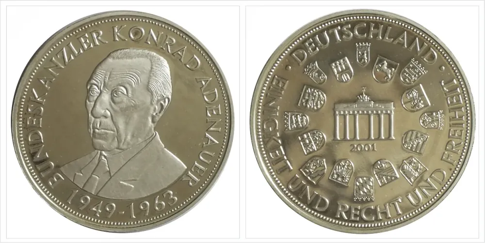 Германия. Медаль серии Einigkeit UND Recht UND Freiheit. Proof. Серебряная плакировка. 40 мм Краснодар - изображение 1