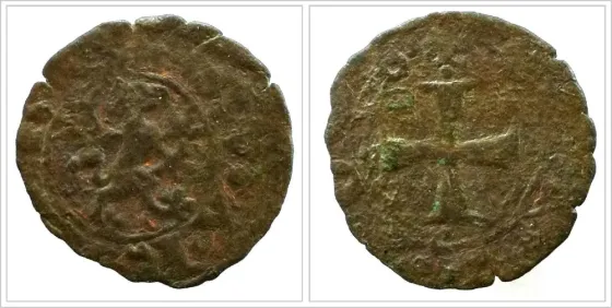 Генуэзcкая республика. Квартаро Quartaro III тип 1/4 денария. Период первых консулов 1139-1339. 15 м Краснодар