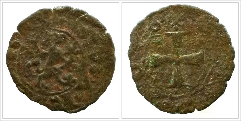 Генуэзcкая республика. Квартаро Quartaro III тип 1/4 денария. Период первых консулов 1139-1339. 15 м Краснодар - изображение 1