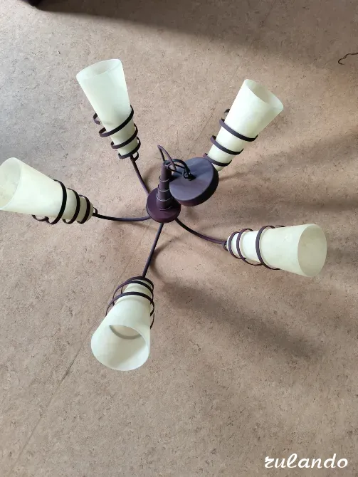 Люстра потолочная 5 плафонов + 2 настольные лампы в одном стиле Волгоград - изображение 1