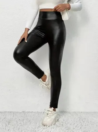 Тёплые женские леггинсы с начёсом из эко‑кожи Калининград