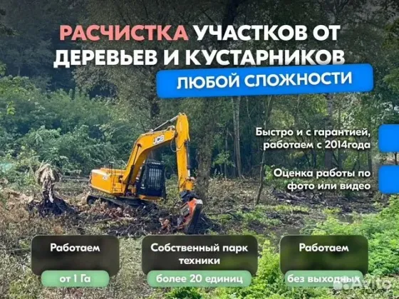 Расчистка территорий от деревьев и пней от 1 Га Воронеж