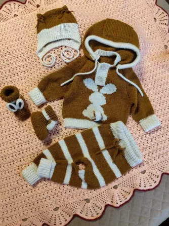 Костюм вязаный для новорожденного «Ушастик» 0-3 мес Москва