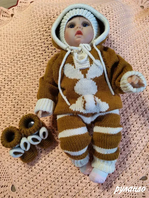 Костюм вязаный для новорожденного «Ушастик» 0-3 мес Москва - изображение 1