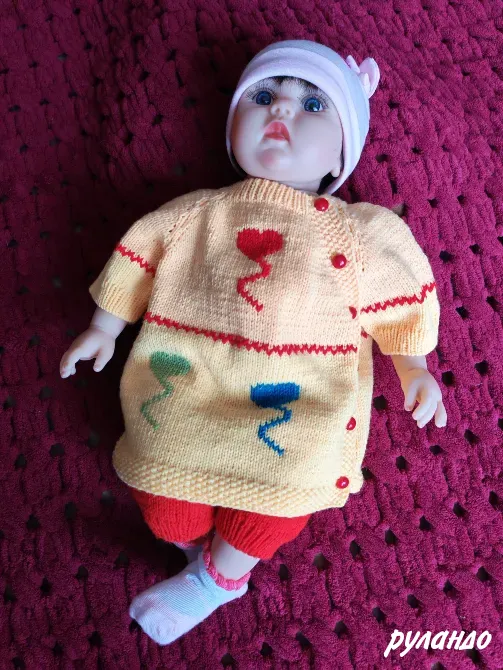 Вязаный комплект для малыша или малышки на возраст 3-6 мес. рост 68 см. Москва - изображение 1