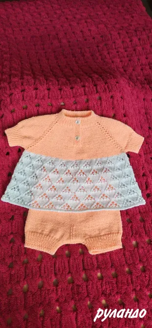 Вязаний костюм для малышки 3-6 Москва - изображение 2