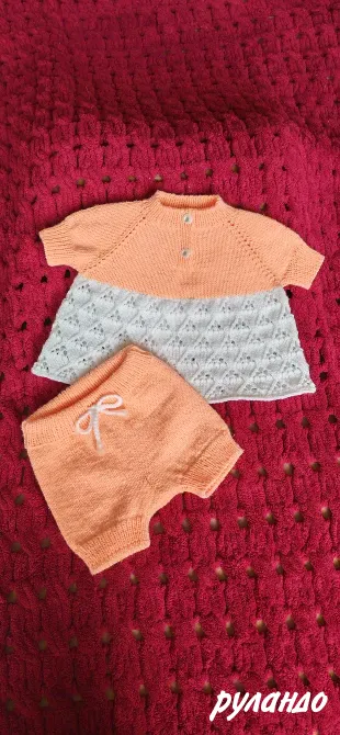 Вязаний костюм для малышки 3-6 Москва - изображение 3