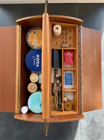 Антикварный деревянный короб для швейных принадлежностей 1950-х годов, винтаж Санкт-Петербург