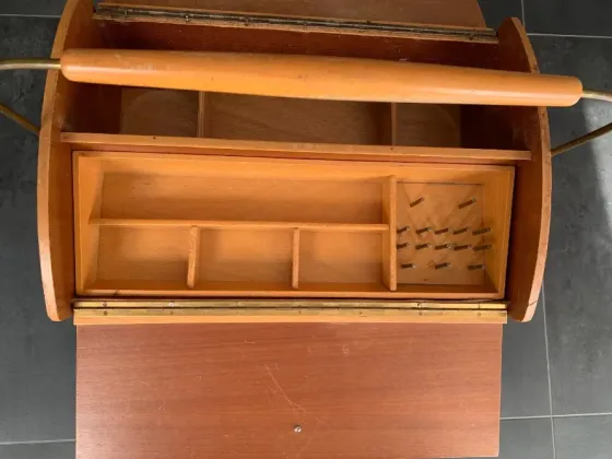 Антикварный деревянный короб для швейных принадлежностей 1950-х годов, винтаж Санкт-Петербург