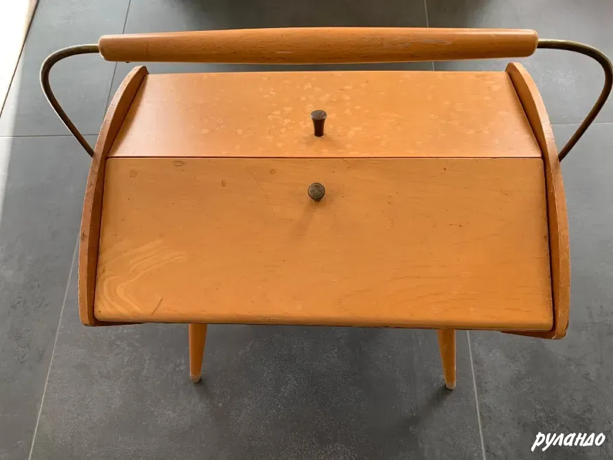 Антикварный деревянный короб для швейных принадлежностей 1950-х годов, винтаж Санкт-Петербург - изображение 1