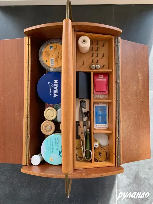 Антикварный деревянный короб для швейных принадлежностей 1950-х годов, винтаж Санкт-Петербург - изображение 6