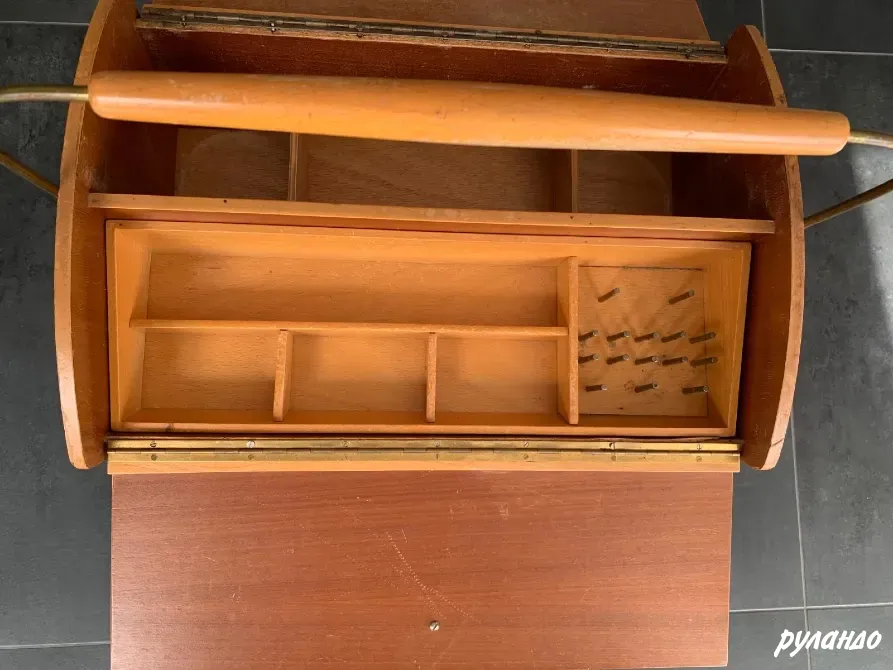 Антикварный деревянный короб для швейных принадлежностей 1950-х годов, винтаж Санкт-Петербург - изображение 4