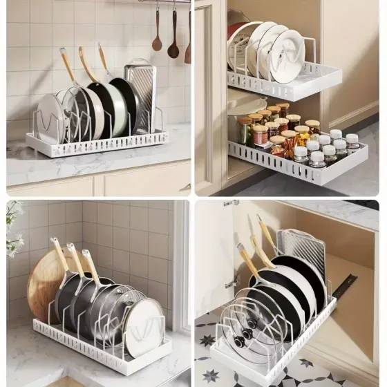 Выдвижной кухонный органайзер для крышек, сковород, тарелок и кастрюль Москва
