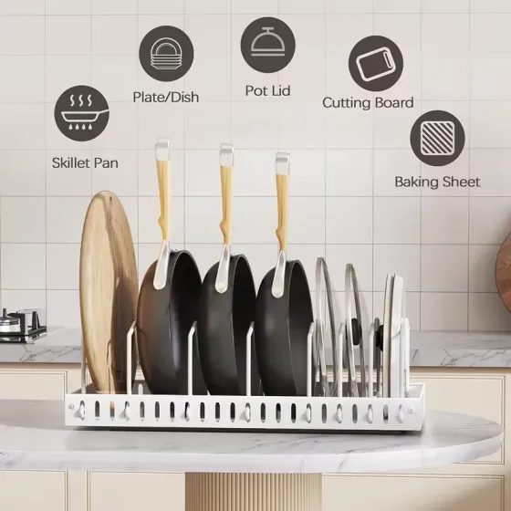 Выдвижной кухонный органайзер для крышек, сковород, тарелок и кастрюль Москва