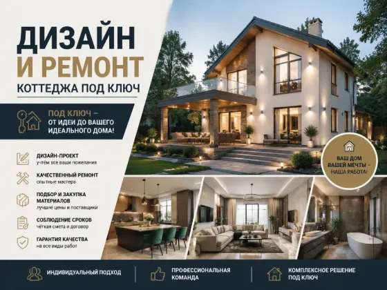 Дизайн и ремонт коттеджа под ключ Санкт-Петербург