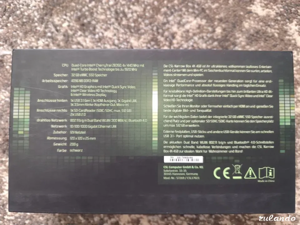 Mini-PC Csl Narrow Box – Windows 10 Home, почти новый Москва - изображение 3