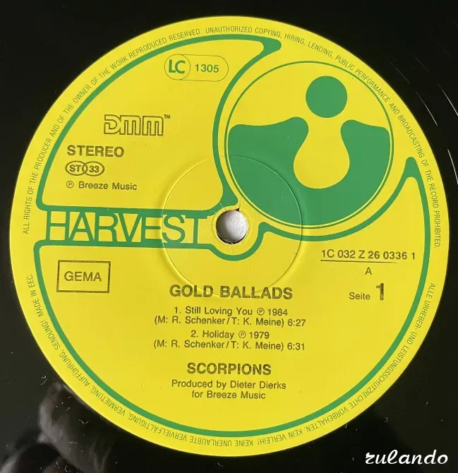 Виниловая пластинка Scorpions – Gold Ballads Севастополь - изображение 7